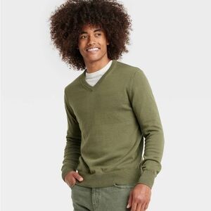 Size XXL Goodfellow & Co Men's Olive V-Neck Pullover Sweater